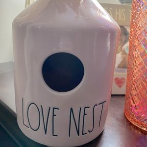 Rae Dunn pink love nest birdhouse